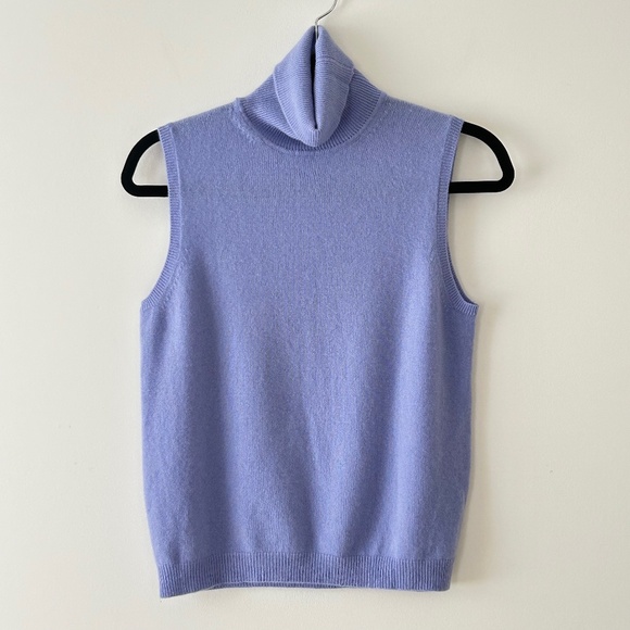 Kirkland 100% Cashmere Lilac Purple Sleeveless Turtleneck Sweater Vest Tank Top - Picture 1 of 16